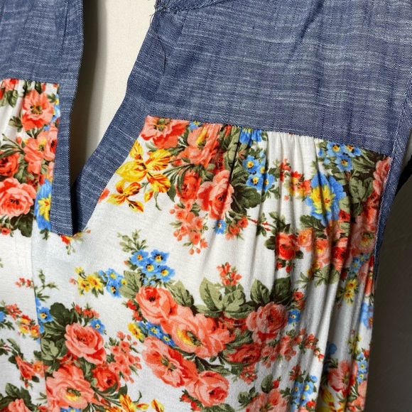 FLORAL CHAMBRAY DRESS - Picture 3 of 8